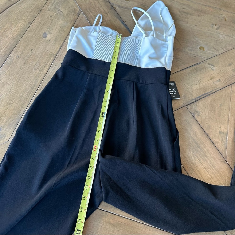 Express Statement Bow Color Block Straight Leg Jumpsuit Cocktail Party Pockets S - Picture 10 of 10